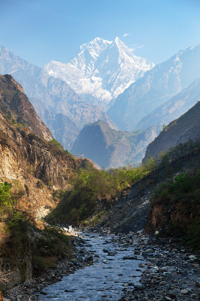 Nilgiri山和Kali Gandaki Nadi峡谷
