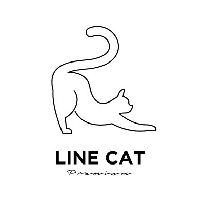 黑猫宠物线轮廓标志矢量图标插图孤立设计