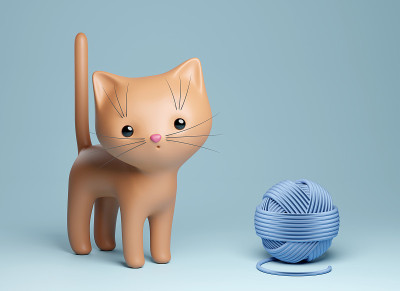 可爱的3 d的小猫