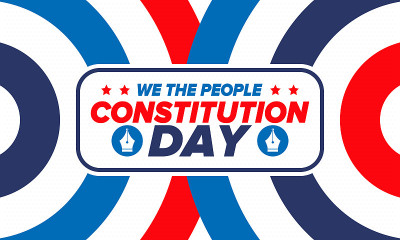 美国宪法日。节日，每年9月17日庆祝。国籍的一天。美国的一天。我们的人。爱国的美国元素。海报，卡片，