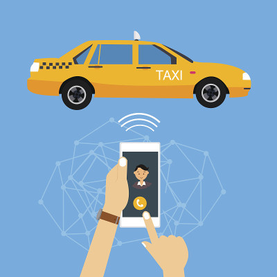 从网上的手机应用叫出租车