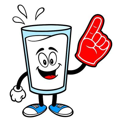 Glass of Milk Mascot with a Foam Finger