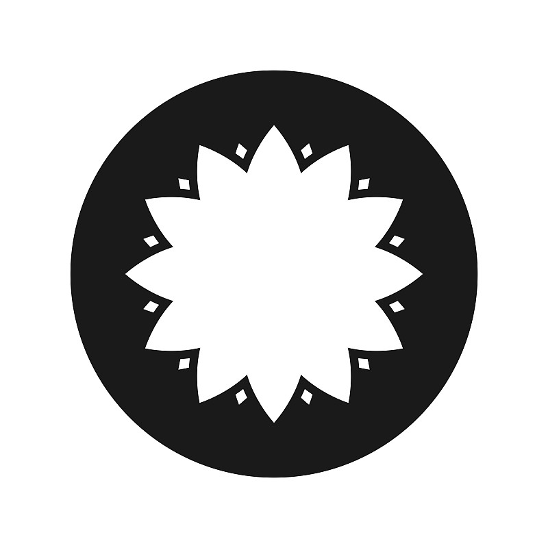 Leafy flower icon flat black round button vector i