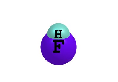 白底上的氟化氢分子结构