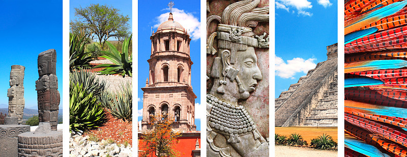 Set of banners with landmarks of Mexico