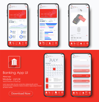 Banking App UI Kit for responsive mobile app or we