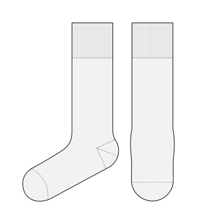 袜子模板矢量插图(正面和侧面视图)|白色