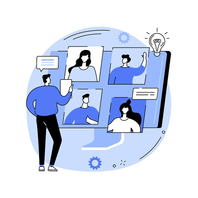 在线meetup抽象概念矢量插图。