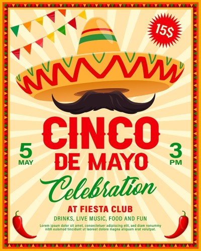 墨西哥节日派对的Cinco de Mayo帽