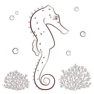 Seahorse in outline style