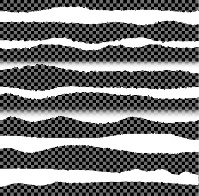 Vector Torn Paper Edges, Elements Set on Dark Back