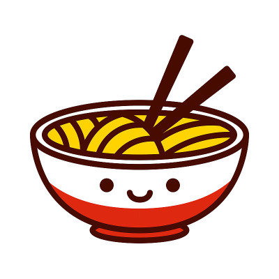 卡通亚洲面条表情符号孤立