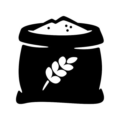 打开袋装面粉，小麦穗子图标插图