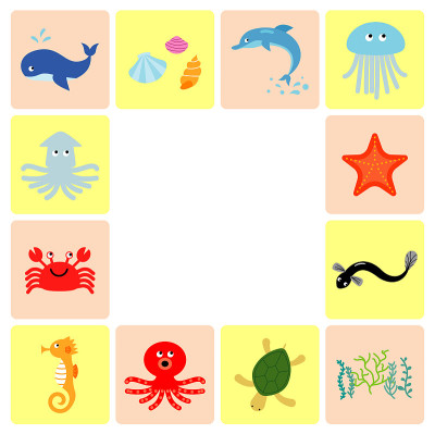 一套矢量插图的海洋生物