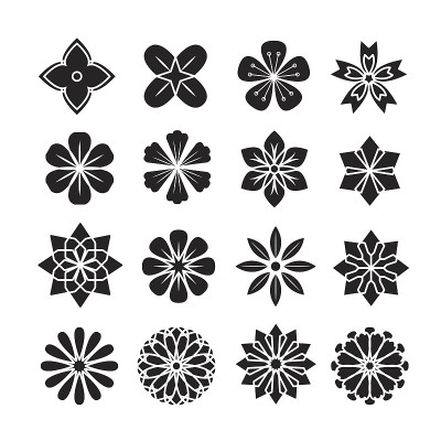 鲜花装饰图标，向量集