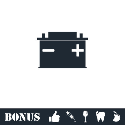 Car Battery icon flat