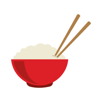 米饭用筷子放在碗里