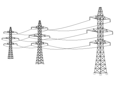 Electric pylons or electric towers concept. Vector