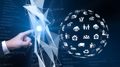 5G和AI技术，全球通信网络概念。