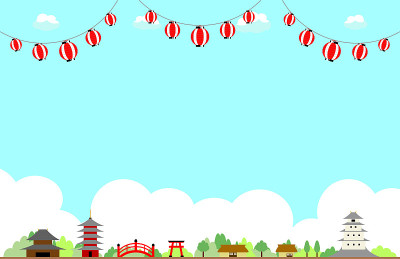 日本传统节日形象插画与纸灯笼