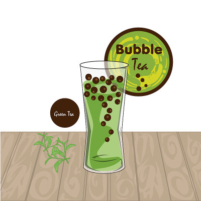 泡泡茶图案杯