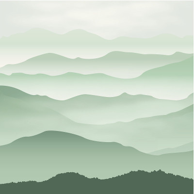 山在雾中。背景。