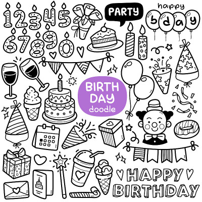 生日涂鸦插图