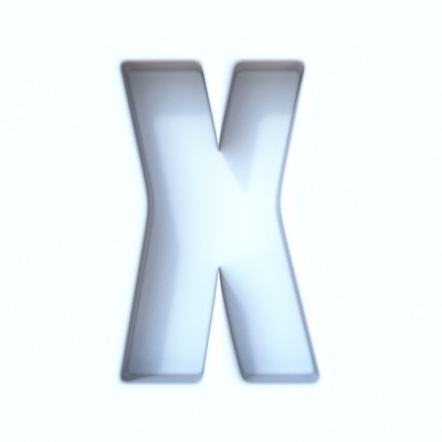 白色洞阴影字体字母X 3D