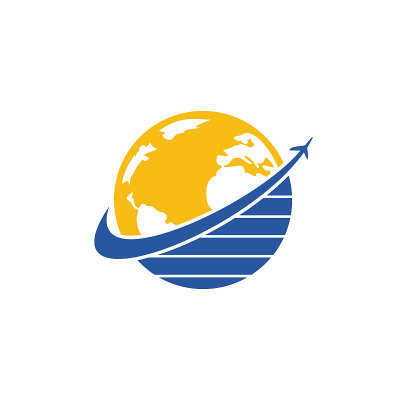 旅行世界矢量标志设计模板。