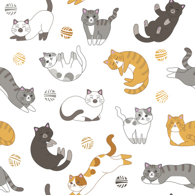 可爱猫无缝图案