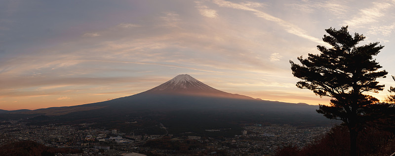 富士山，日本最高峰，从川口湖的绳道
