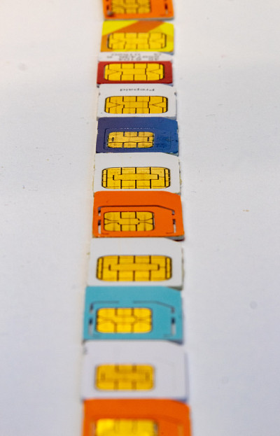 许多不同的sim卡在Nano,Micro和Mini格式