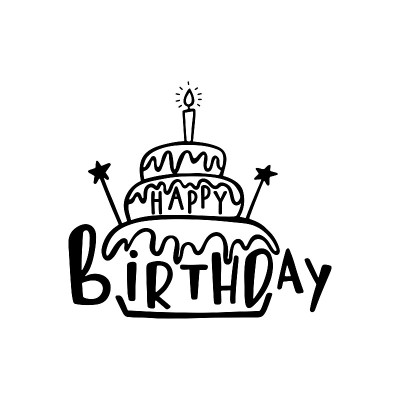 生日快乐手绘排版设计。手写的字体。
