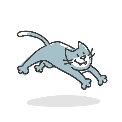 快乐的蓝猫正在跳过什么东西