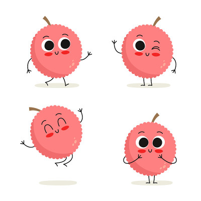 Lychee. Cute cartoon vegetable vector character se