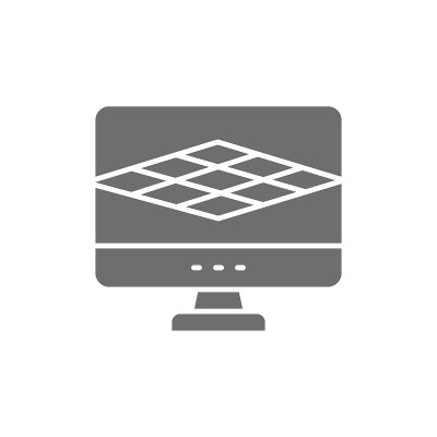 3d打印机电脑程序，3d产品建模灰色图标。