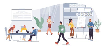 工作流业务人员平面矢量插图概念
