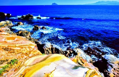 台湾海岸独特的岩层，野柳地质公园