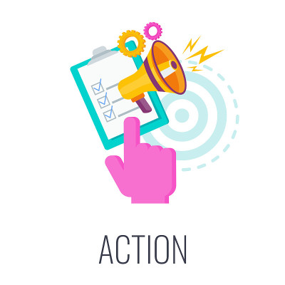 Action Icon. Call to action, CTA. Flat vector illu
