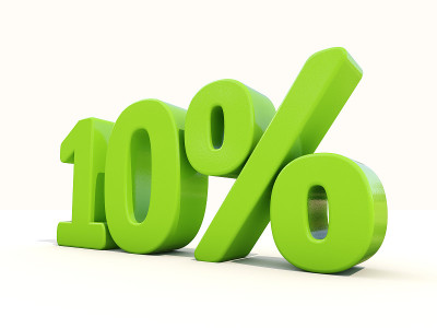 白色背景上10%的百分比图标