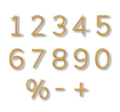 逼真的3d字体颜色金色数字数字在金属气球的形式。矢量插图。