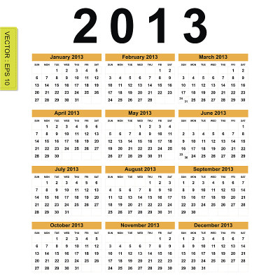 2013年日历向量