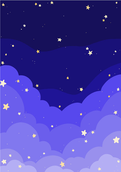 夜空上的云和星插图背景，装饰在夜晚的庆祝派对，梦想和空间概念。
