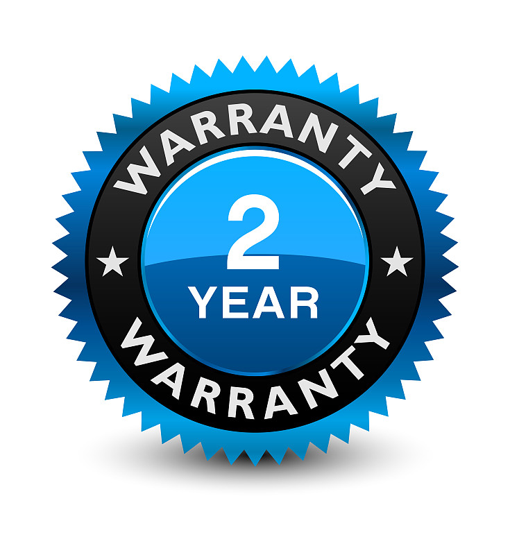 Excellent blue colored 2 year warranty seal, badge