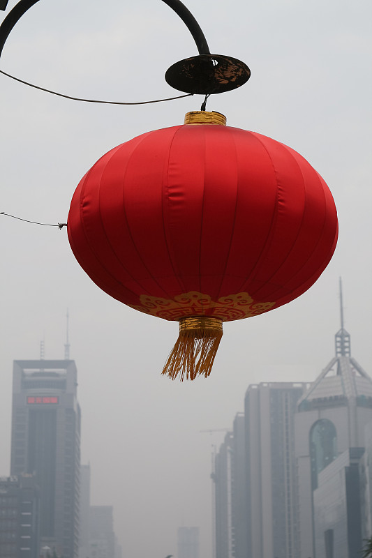中国西安红灯笼街的装饰