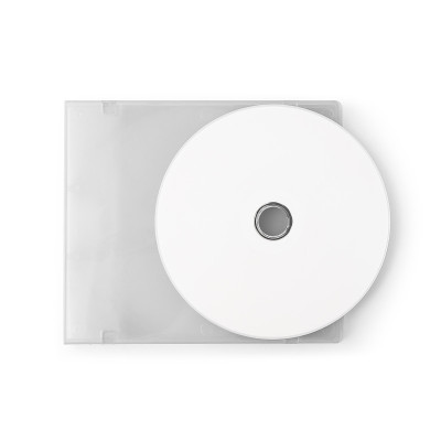 现实的白色cd盒盖模板隔离在白色背景与剪辑路径