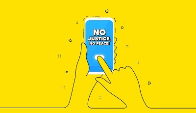 没有正义，就没有和平的讯息。示威抗议报价。向量
