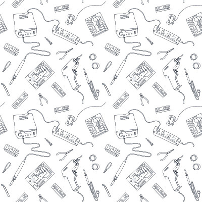 Seamless pattern. Soldering tools and devices.