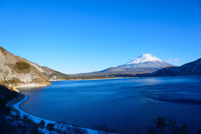 富士山和元津湖的冬天