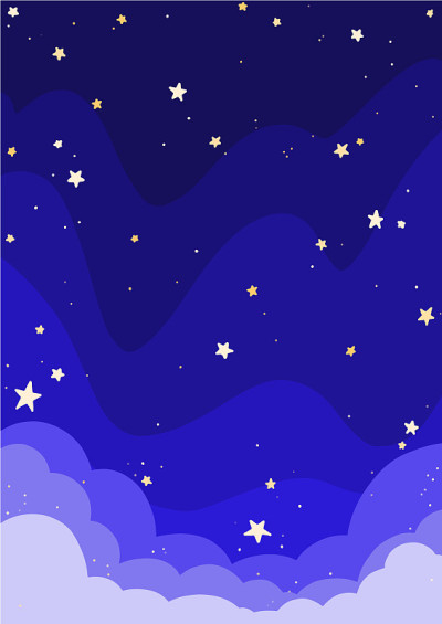 夜空上的云和星插图背景，装饰在夜晚的庆祝派对，梦想和空间概念。